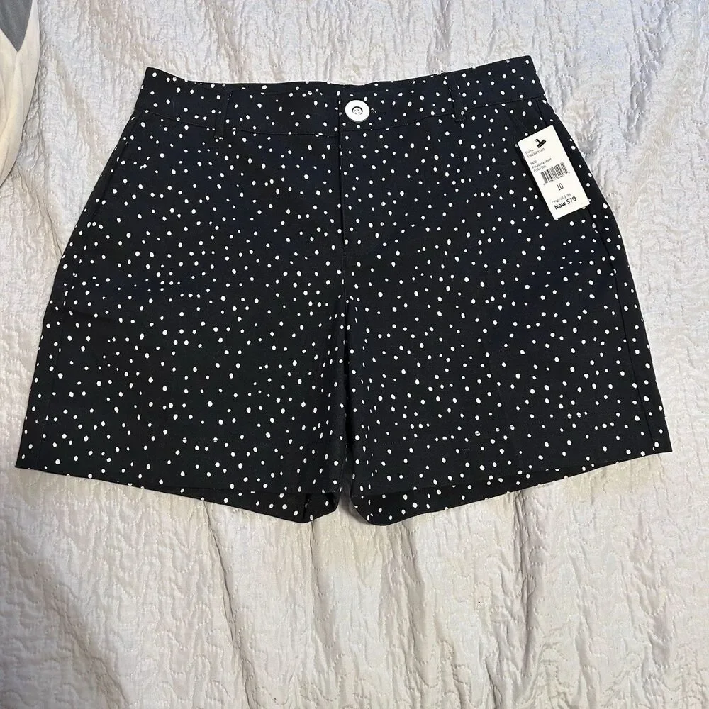 Cabi Pasadena Polka Dot Shorts Black White Size 10 NWT Classic Summer